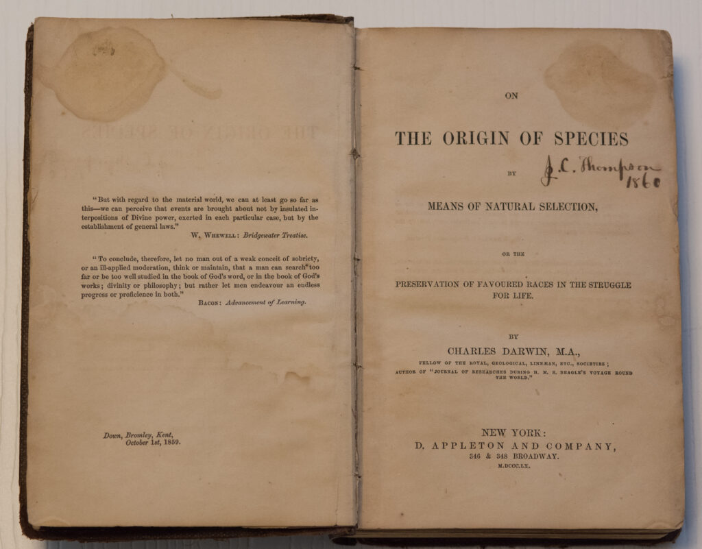 Darwin: "Origin of Species" First American Edition